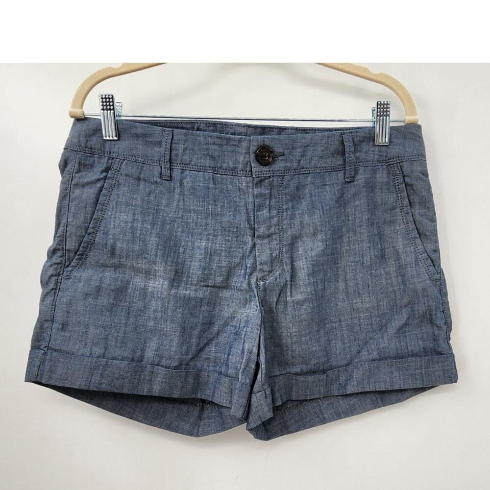 New NWT Banana Republic 100% Cotton Chambray Shorts Size 8 Petite